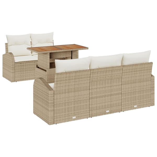 Trädgårdsoffset 6 st Beige Poly rattan