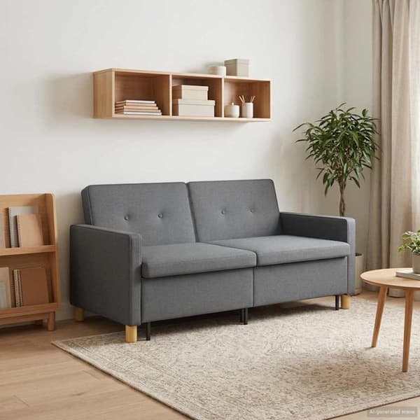 Pull Out Sofa Bed Mörkgrå Tyg