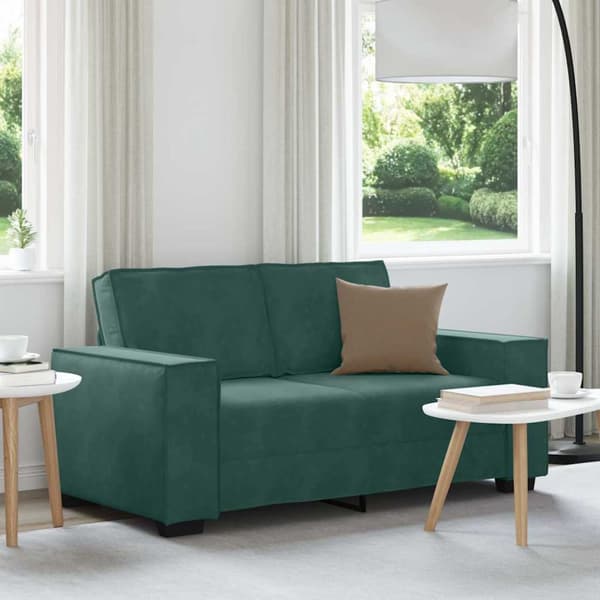 Soffa 2-sits mörkgrön 160x78x84 cm sammet