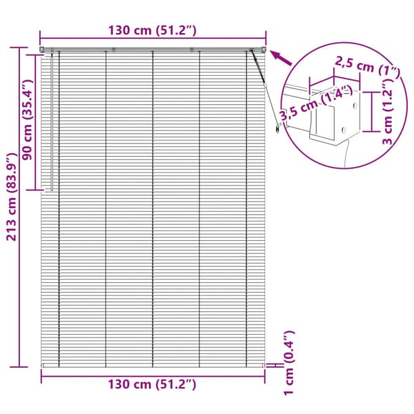Persienn Vit 213 x 130 cm PVC