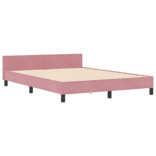 Bäddfjäder med huvudgavel Rosa 140 x 200 cm Sammet