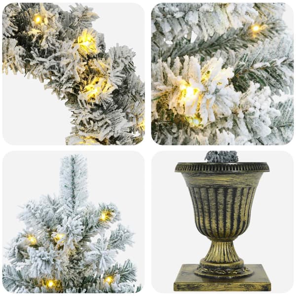 Mini-julgransset 120 cm 275 LED-lampor Varmvit PVC Grön och Vit