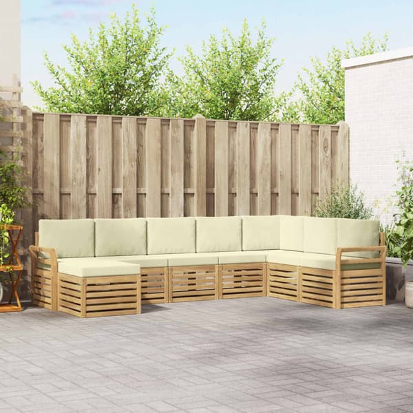 Utomhussoffset 8 pcs Vit och grädde 308 x 190 x 73 cm Polyester