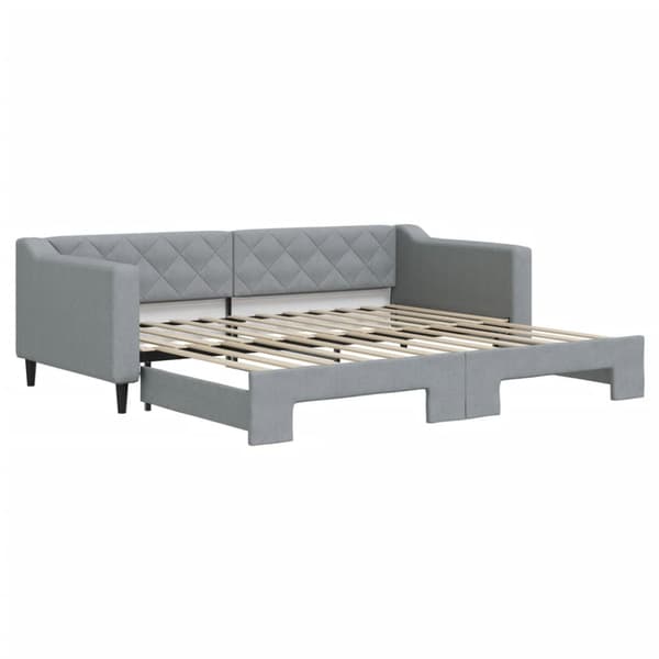Dagbädd utdragbar ljusgrå 90x200 cm tyg
