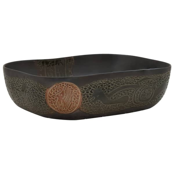 Handfat svart rektangulär 48x37,5x13,5 cm keramik