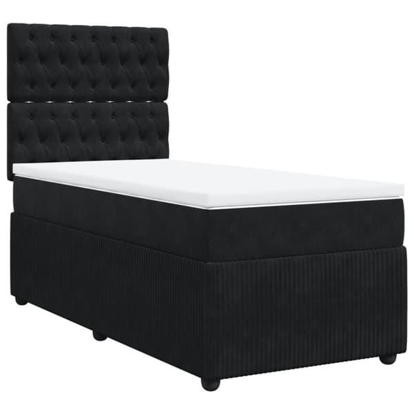 Ramsäng med madrass svart 90x190 cm sammet