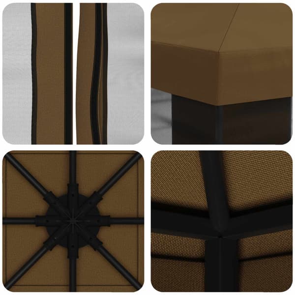 Trädgårdsgazebo med sidoväggar 3 x 3 m Taupe Polyester och Stål