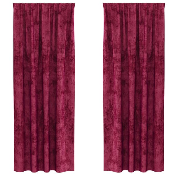 Sammetsgardiner med gardiner 2 pcs Vinröd 245 x 140 cm Sammet