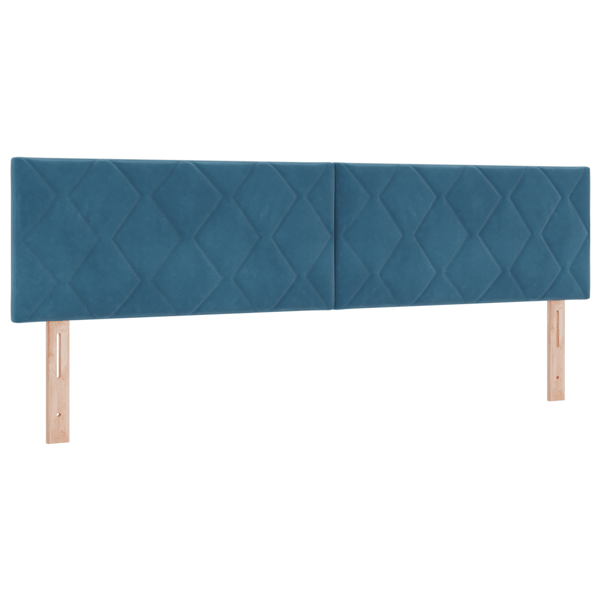 Bäddfjäder med huvudgavel Mörkblå 200 x 180 cm Sammet