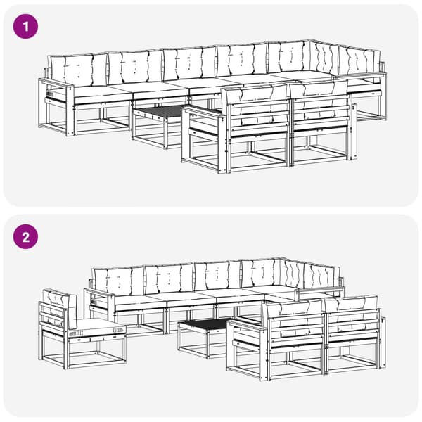 Utomhussoffset med kudde 9 pcs Naturlig och Antracit
