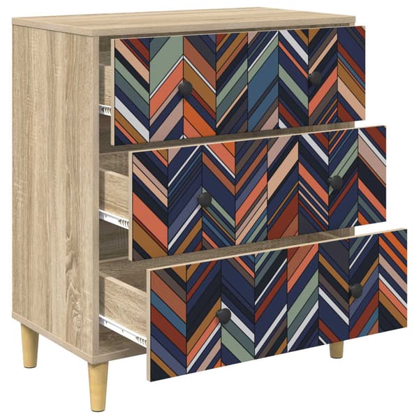 Kommode OMMEN Geometrisk tryck 66 x 36,5 x 75 cm Sonoma-ek