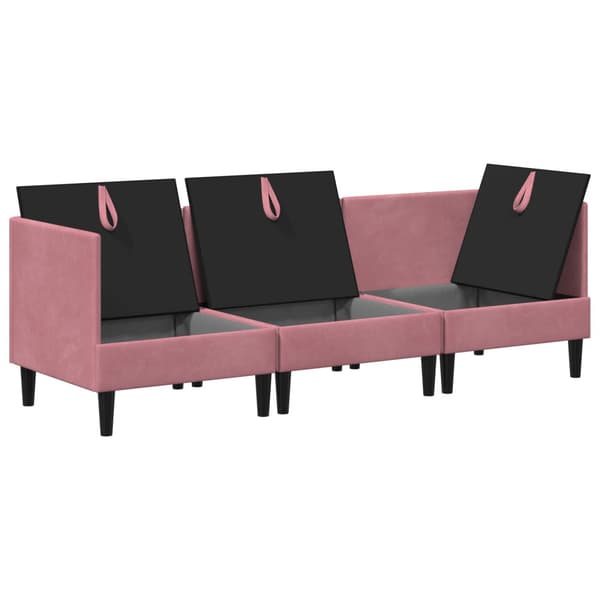 Möbelset för vardagsrummet med kudde 3 pcs Rosa Sammet
