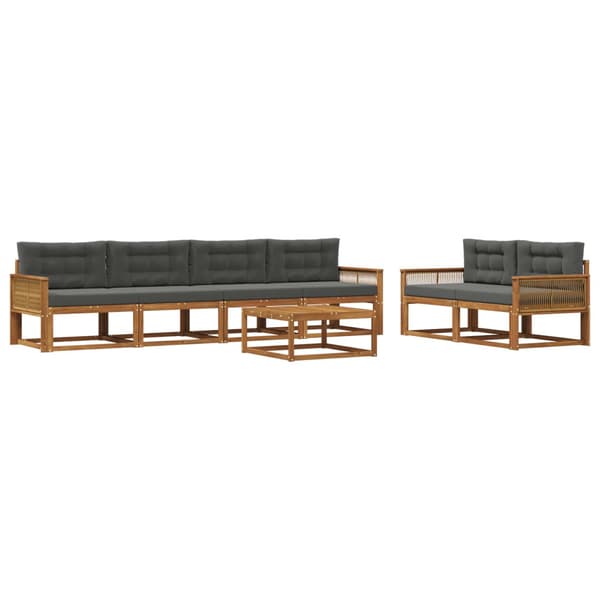 Utomhussoffset med kudde 7 pcs Naturlig och Antracit