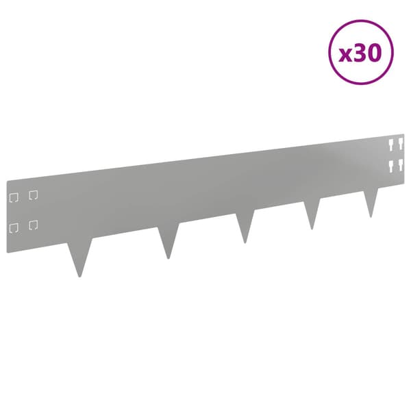 Kant för gräsmatta 30 pcs 100 x 20 cm Stål Silver