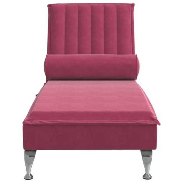 Massageschäslong med bolster vinröd sammet