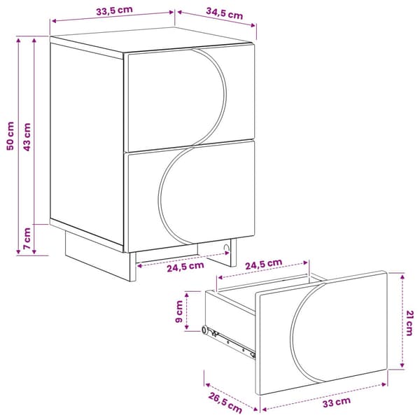 Nattduksbord Vit högglans 33,5 x 34,5 x 50 cm Konstruerat trä