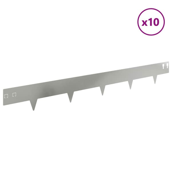 Kant för gräsmatta 10 pcs 100 x 12 cm Stål Silver