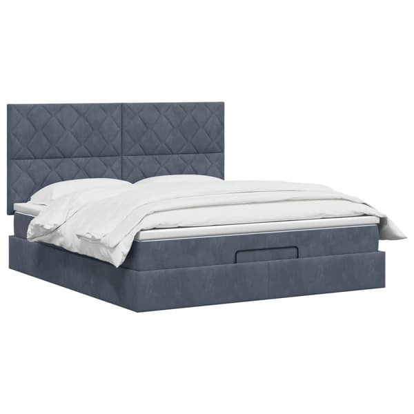 Ottoman säng med madrass Mörkgrå 140 x 190 cm Sammet