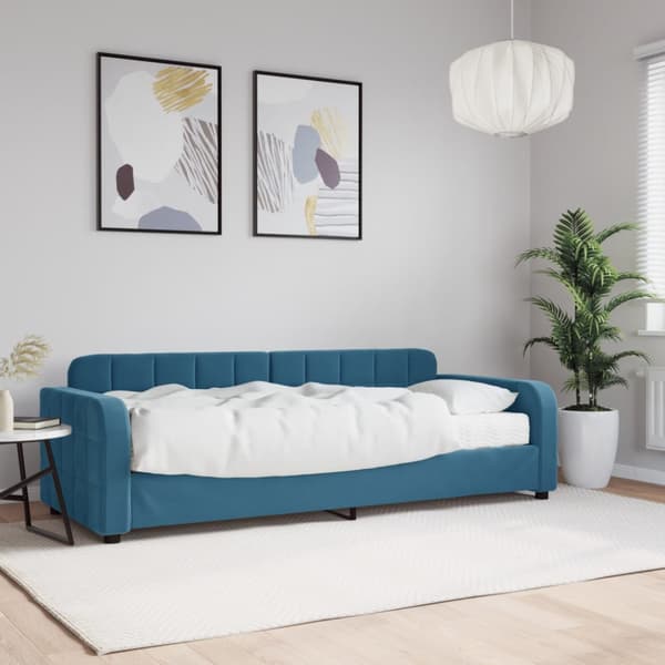 Dagbädd med madrass blå 80x200 cm sammet