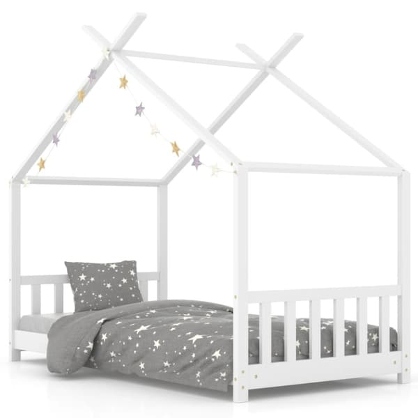 Barnsäng vit massiv furu 80x160 cm