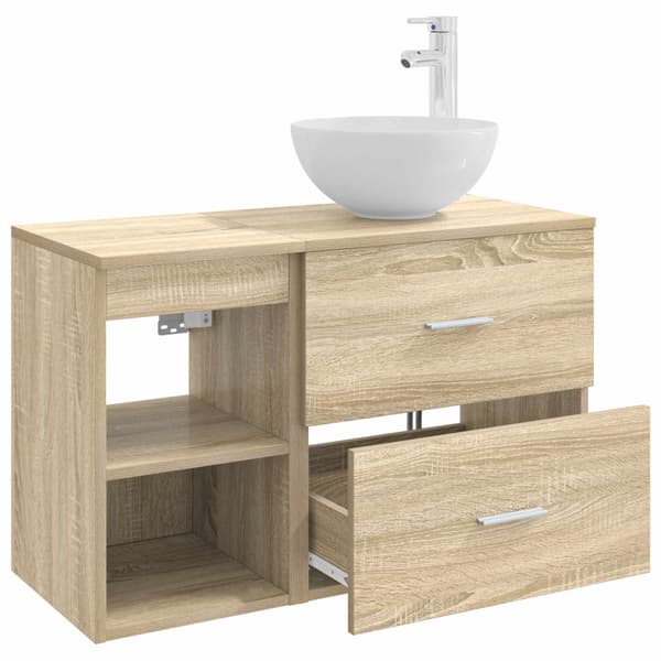 Badrumsmöbelset 2 pcs Sonoma-ek Konstruerat trä