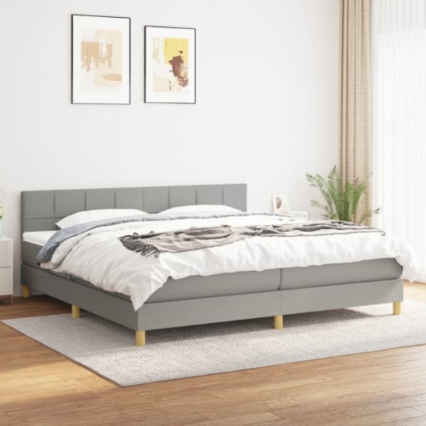 Ramsäng med madrass ljusgrå 200x200 cm tyg