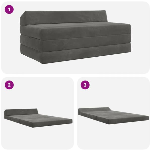Fällbar Soffbed Mörkgrå 120 x 60 x 49 cm Tyg