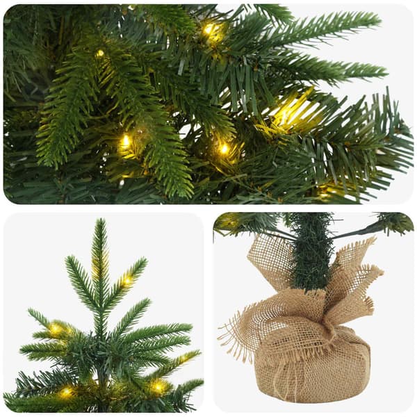 Mini julgran 45 cm 25 LED-lampor Varmvit PVC och PE Grön