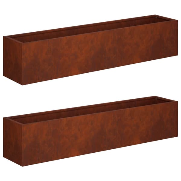 Trädgårdsplanterare 2 st Rostig 80 x 20 x 20 cm