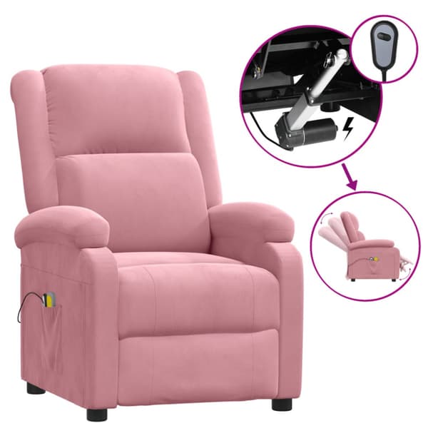 Elektrisk massagefåtölj rosa sammet