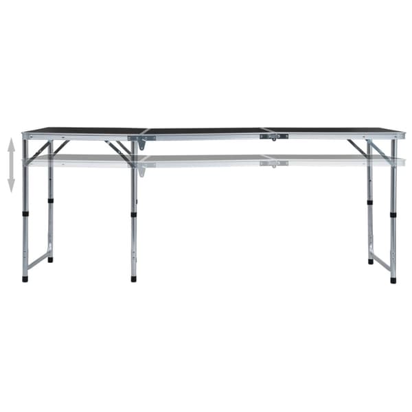 Hopfällbart campingbord grå aluminium 180x60 cm