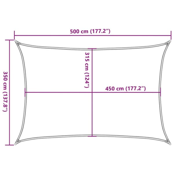 Solsegel 160 g/m² rektangulär sand 3,5x5 m HDPE