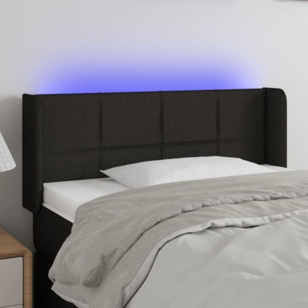 Sänggavel LED svart 83x16x78/88 cm tyg