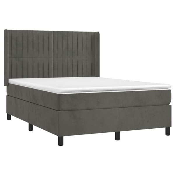 Ramsäng med madrass mörkgrå 140x190 cm sammet