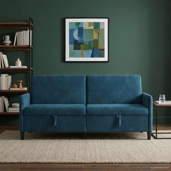Soffa med förvaring Blå 192 x 78 x 87 cm Polyester