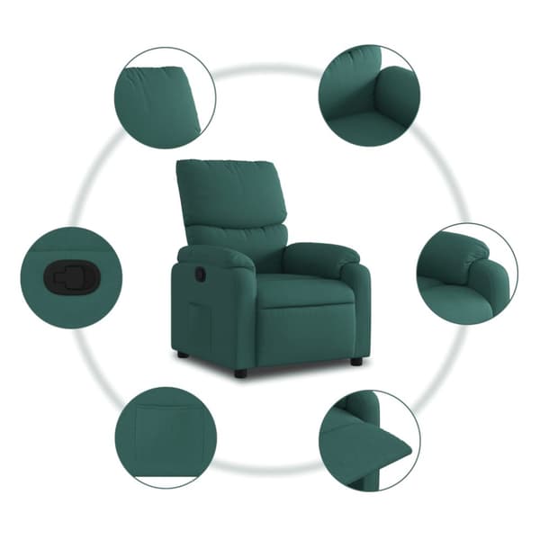Reclinerfåtölj mörkgrön tyg