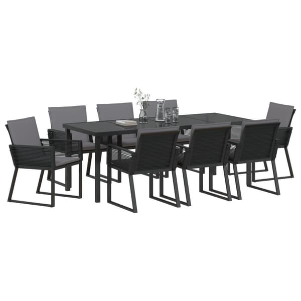 Trädgårdsmöbelset 9 pcs Svart Pulverlackerat stål