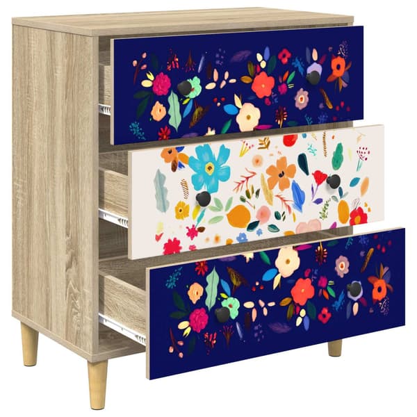 Kommode MAINZ Blommönster 66 x 36,5 x 75 cm Konstruerat trä