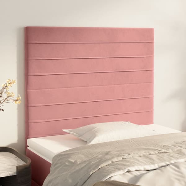 Sänggavel rosa 90x5x118/128 cm sammet