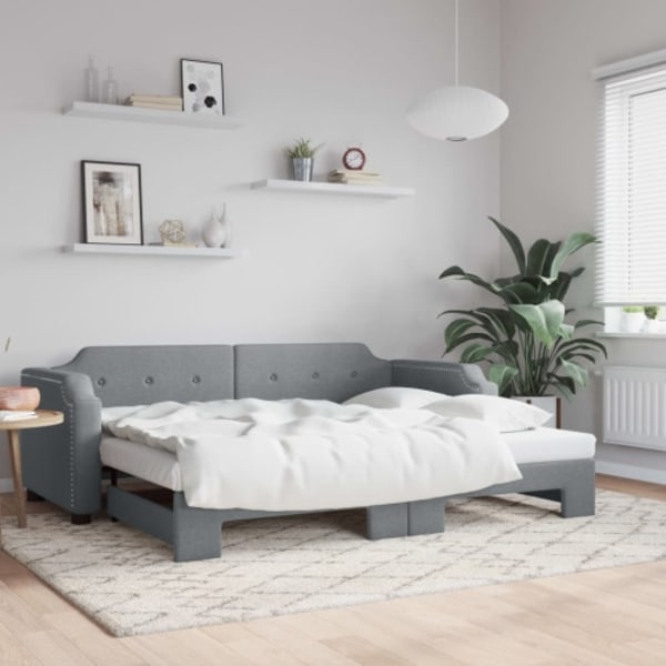 Dagbädd utdragbar ljusgrå 100x200 cm tyg