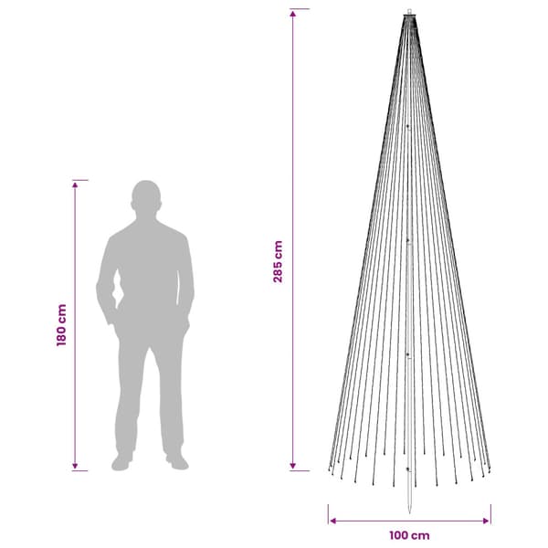 LED Julgran 285 cm 744 LED-lampor Varmvit Järn Svart