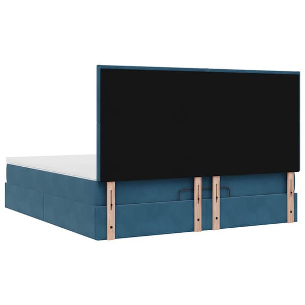 Ottoman sängram med madrasser mörkblå 180x200 cm sammet