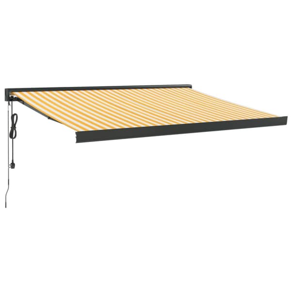 Markis infällbar gul och vit 3,5x2,5 m tyg&aluminium