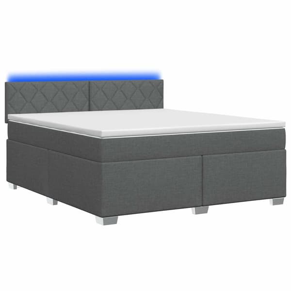 Boxspring säng med madrass och LED Mörkgrå 140 x 190 cm Tyg