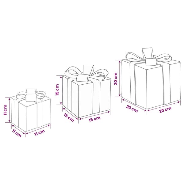 Ljusande julklapp 3 st 150 LED-lampor Varmvit