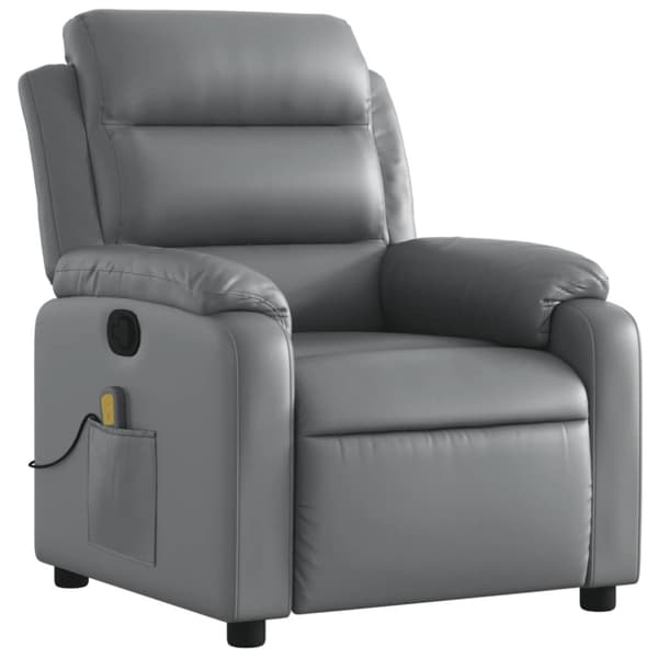Massagefåtölj grå konstläder