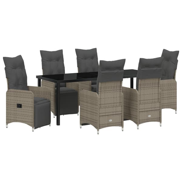 Trädgårdsmöbelset 7 pcs Grå konstrotting