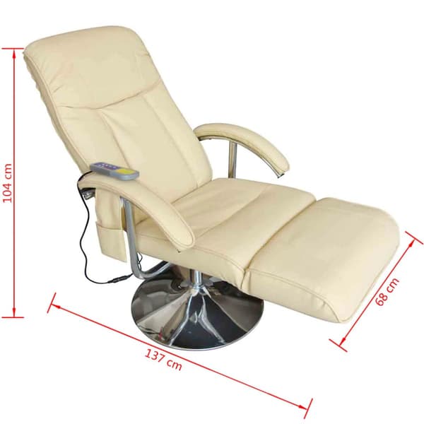 Massagefåtölj gräddvit konstläder