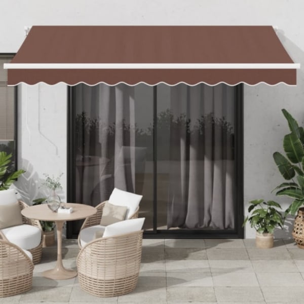 Markis automatiskt infällbar brun 350x250 cm