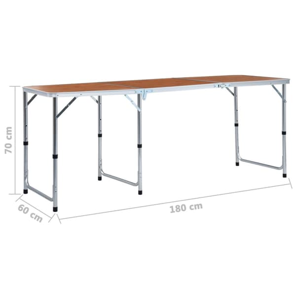 Hopfällbart campingbord aluminium 180x60 cm